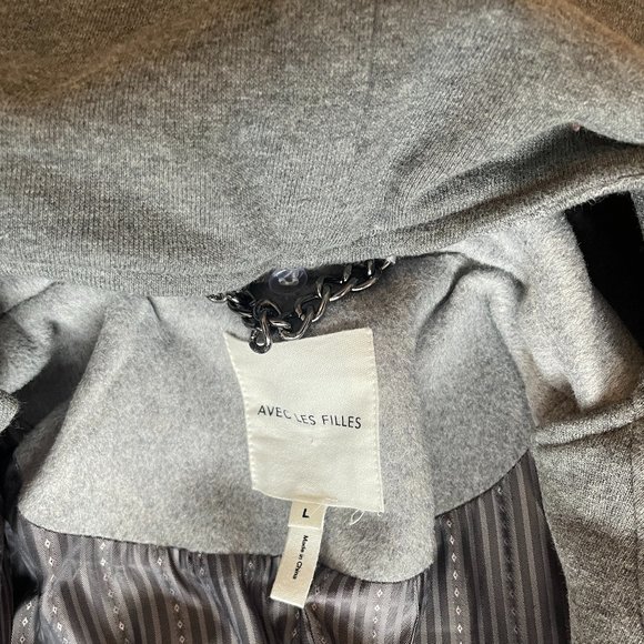 Brand New Women's Avec Les Filles Gray Overcoat Jacket With Removable Hood - Picture 14 of 16
